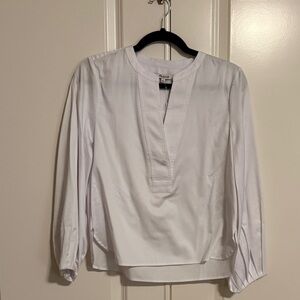 Madewell White Blouse with V-Neck